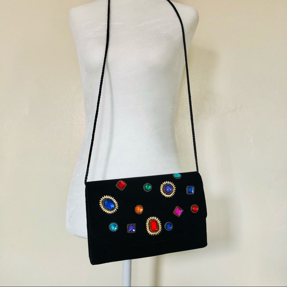 Velvet Jeweled Crossbody Purse